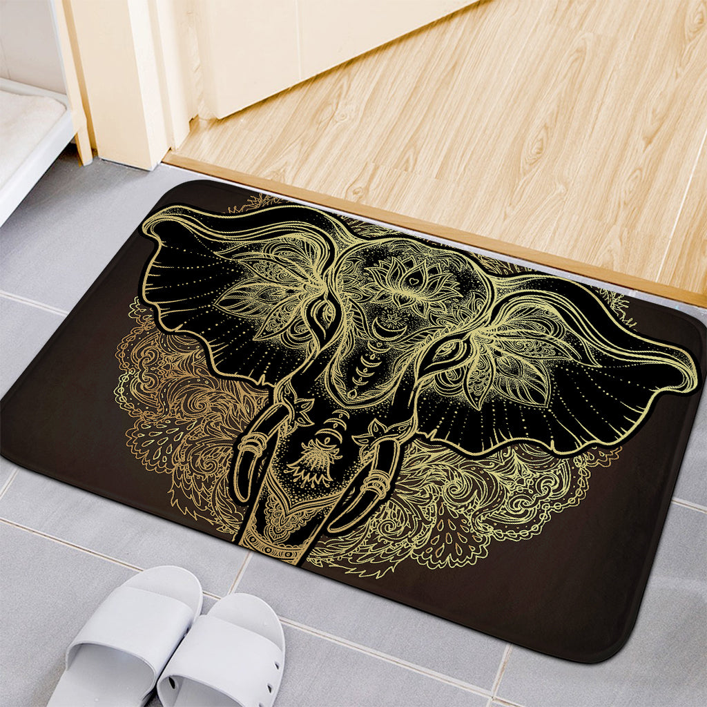 Golden Spiritual Elephant Print Indoor Door Mat