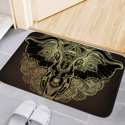 Golden Spiritual Elephant Print Indoor Door Mat