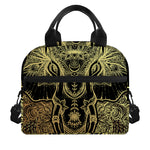 Golden Spiritual Elephant Print Insulated Lunch Bag