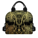 Golden Spiritual Elephant Print Insulated Lunch Bag