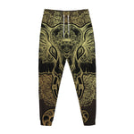 Golden Spiritual Elephant Print Jogger Pants