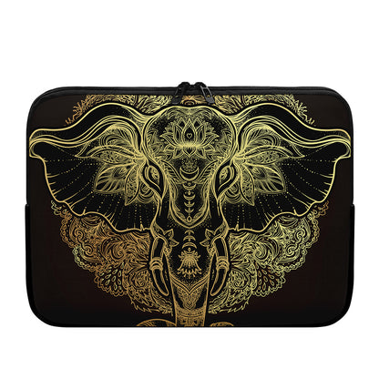 Golden Spiritual Elephant Print Laptop Sleeve
