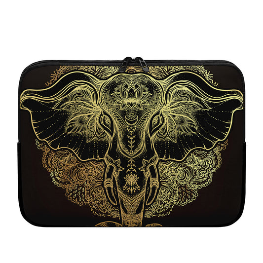 Golden Spiritual Elephant Print Laptop Sleeve