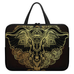 Golden Spiritual Elephant Print Laptop Sleeve With Handle