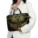 Golden Spiritual Elephant Print Laptop Sleeve With Handle