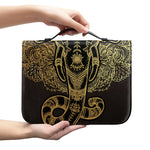 Golden Spiritual Elephant Print Leather Bible Cover