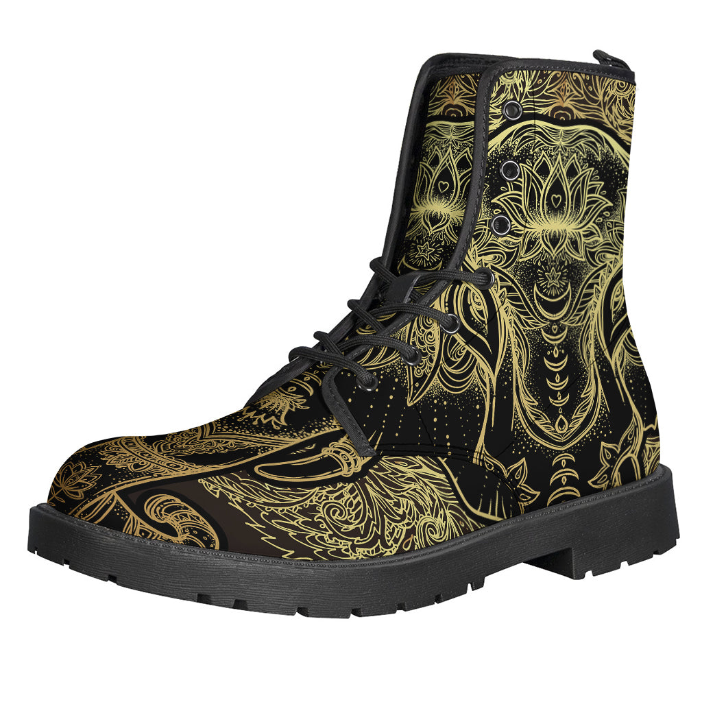 Golden Spiritual Elephant Print Backpack