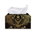 Golden Spiritual Elephant Print Leather Tissue Box Cover
