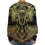 Golden Spiritual Elephant Print Long Sleeve Baseball Jersey