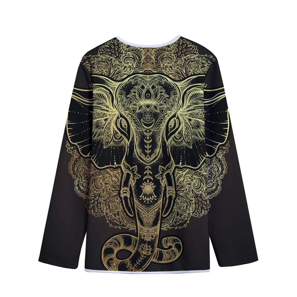 Golden Spiritual Elephant Print Long Sleeve Short Coat