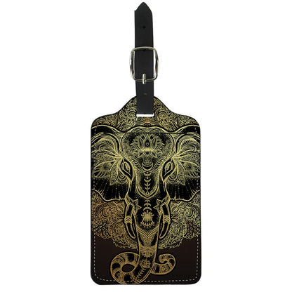 Golden Spiritual Elephant Print Luggage Tag