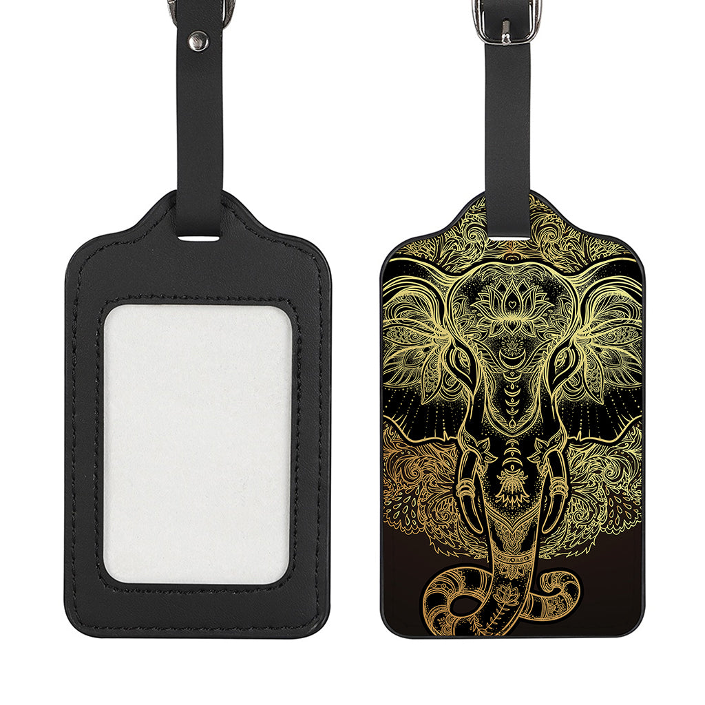 Golden Spiritual Elephant Print Luggage Tag