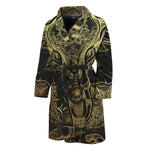 Golden Spiritual Elephant Print Men's Bathrobe