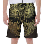 Golden Spiritual Elephant Print Men's Beach Shorts