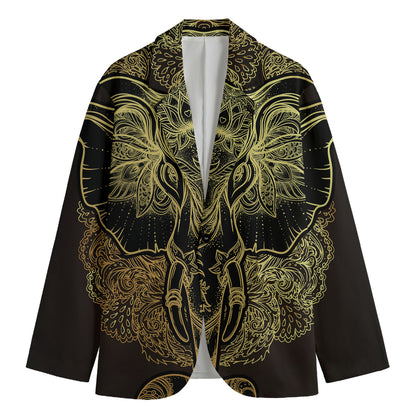 Golden Spiritual Elephant Print Men's Blazer
