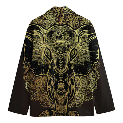 Golden Spiritual Elephant Print Men's Blazer