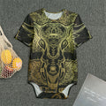 Golden Spiritual Elephant Print Men's Bodysuit