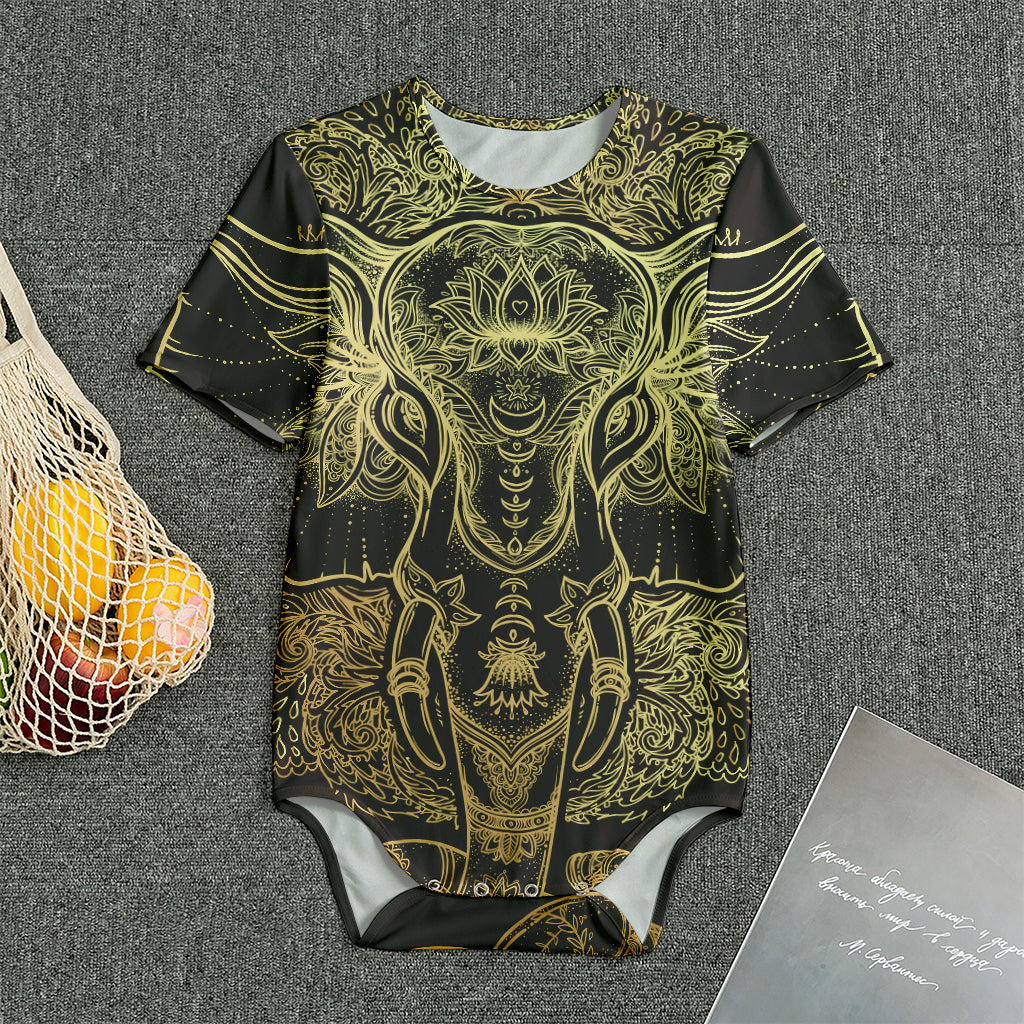 Golden Spiritual Elephant Print Men's Bodysuit