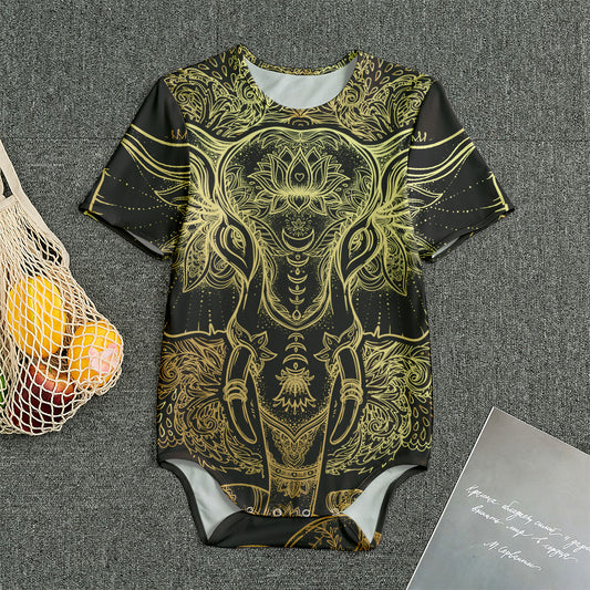 Golden Spiritual Elephant Print Men's Bodysuit