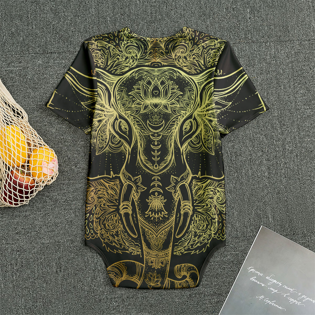Golden Spiritual Elephant Print Men's Bodysuit