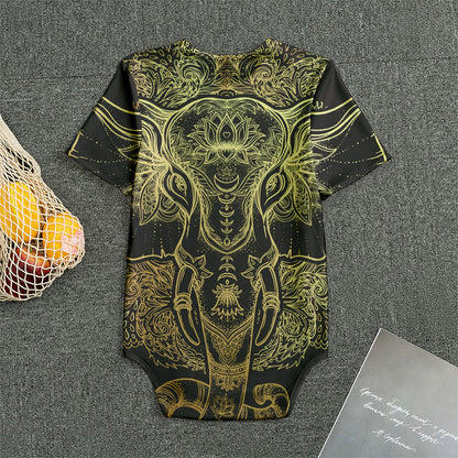 Golden Spiritual Elephant Print Men's Bodysuit
