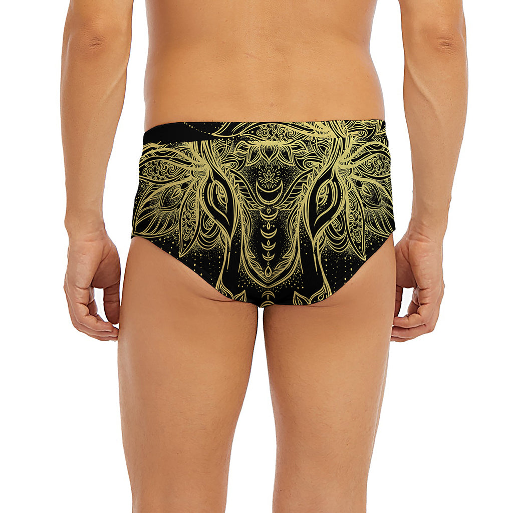 Golden Spiritual Elephant Print Men's Briefs
