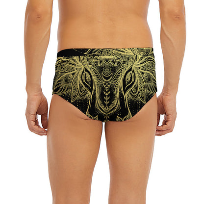 Golden Spiritual Elephant Print Men's Briefs