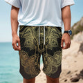 Golden Spiritual Elephant Print Men's Cargo Shorts