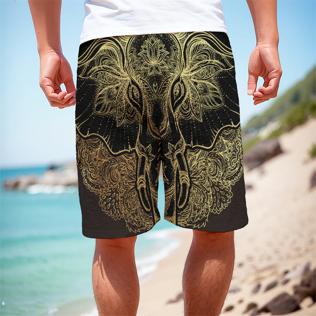Golden Spiritual Elephant Print Men's Cargo Shorts