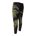 Golden Spiritual Elephant Print Men's Compression Pants