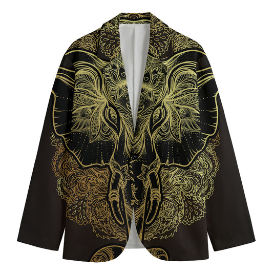 Golden Spiritual Elephant Print Men's Cotton Blazer