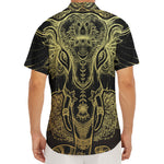 Golden Spiritual Elephant Print Men's Deep V-Neck Shirt