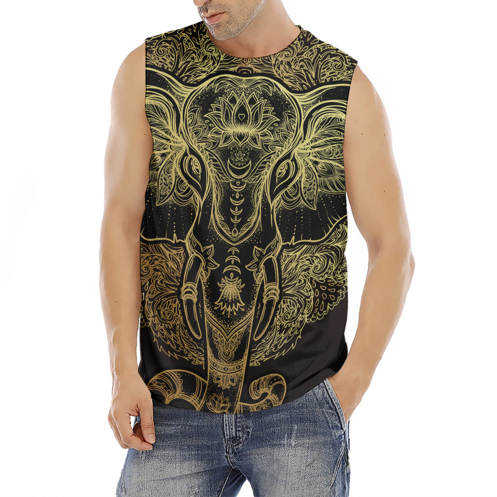 Golden Spiritual Elephant Print Men's Fitness Tank Top