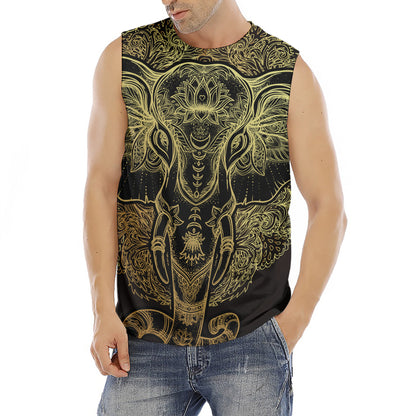 Golden Spiritual Elephant Print Men's Fitness Tank Top