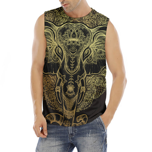 Golden Spiritual Elephant Print Men's Fitness Tank Top