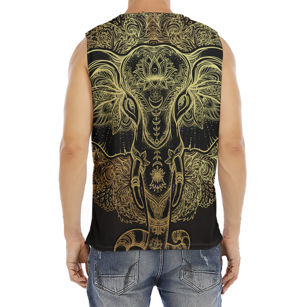 Golden Spiritual Elephant Print Men's Fitness Tank Top