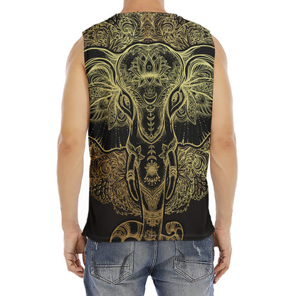 Golden Spiritual Elephant Print Men's Fitness Tank Top