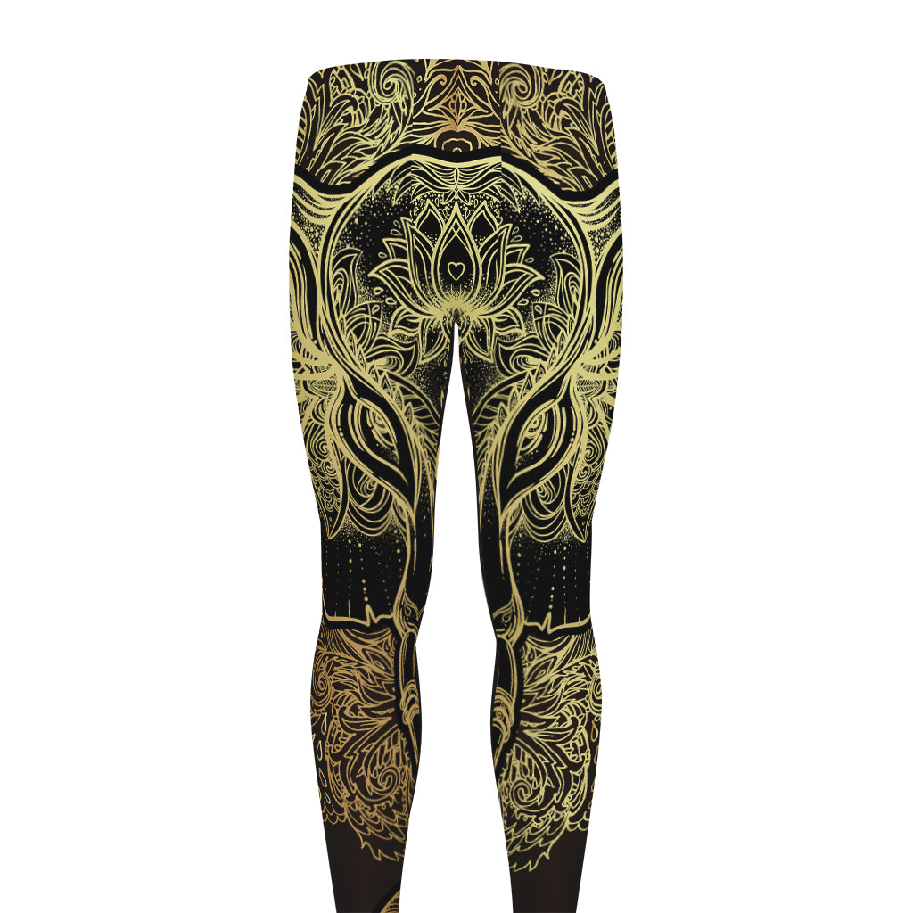 Golden Spiritual Elephant Print Men's leggings