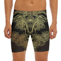 Golden Spiritual Elephant Print Men's Long Boxer Briefs
