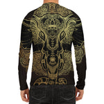 Golden Spiritual Elephant Print Men's Long Sleeve Rash Guard