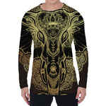 Golden Spiritual Elephant Print Men's Long Sleeve T-Shirt