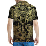 Golden Spiritual Elephant Print Men's Polo Shirt