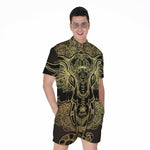 Golden Spiritual Elephant Print Men's Rompers