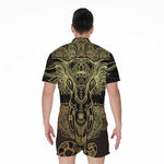 Golden Spiritual Elephant Print Men's Rompers