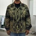 Golden Spiritual Elephant Print Men's Shirt Jacket