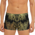 Golden Spiritual Elephant Print Men's Short Boxer Briefs
