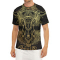 Golden Spiritual Elephant Print Men's Short Sleeve Rash Guard
