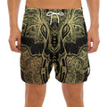 Golden Spiritual Elephant Print Men's Split Running Shorts