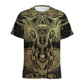 Golden Spiritual Elephant Print Men's Athletic T-Shirt