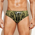 Golden Spiritual Elephant Print Men's Swim Briefs